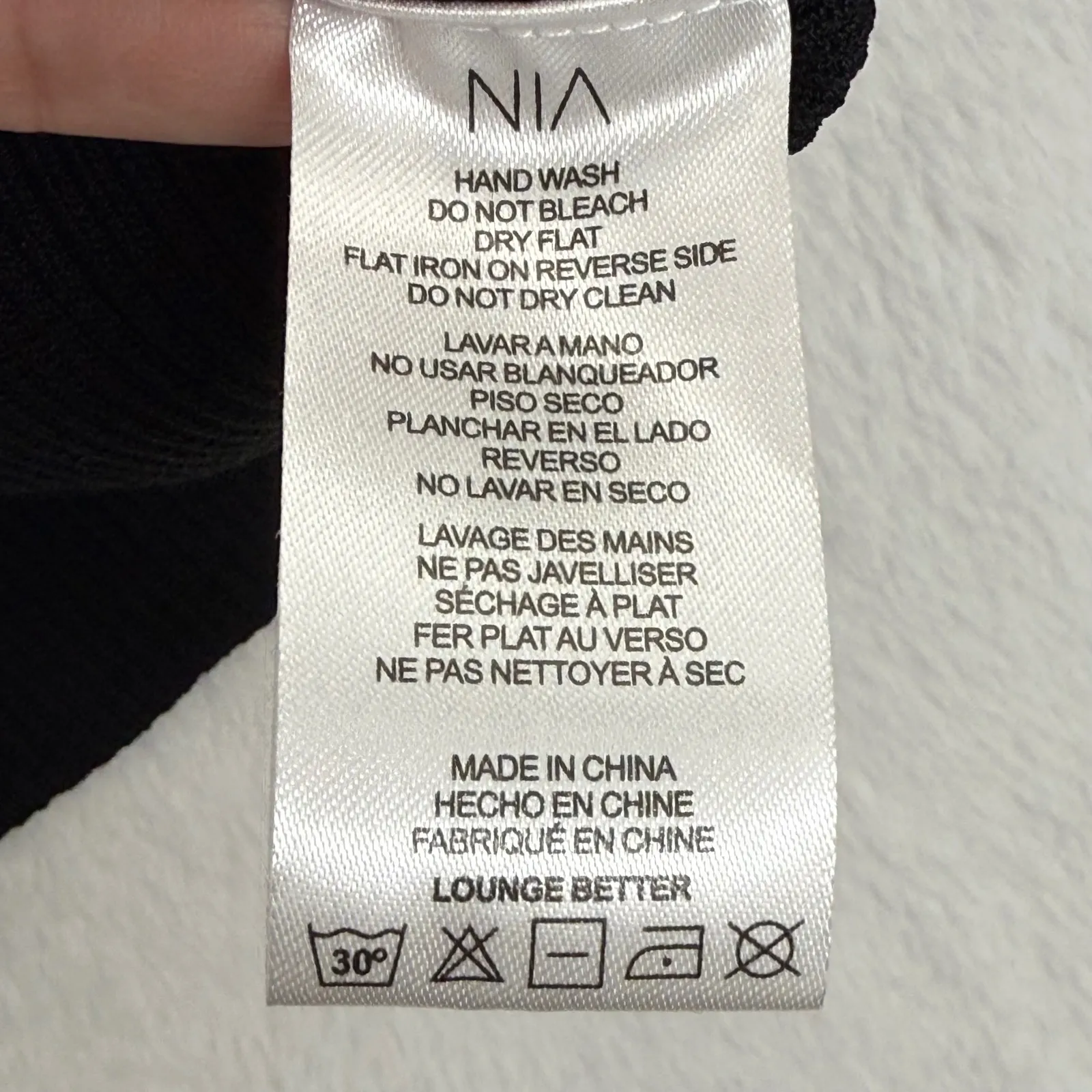 NIA Womens Black Ribbed Knit Floral Detail Long Sleeve Crop‎ Top Size Small - Image 5