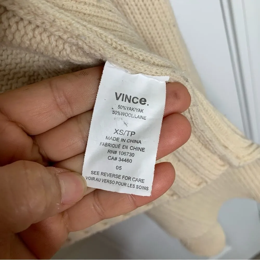 Vince‎ yak wool drape cream sweater cardigan size XS quiet luxury minimalist - Image 5