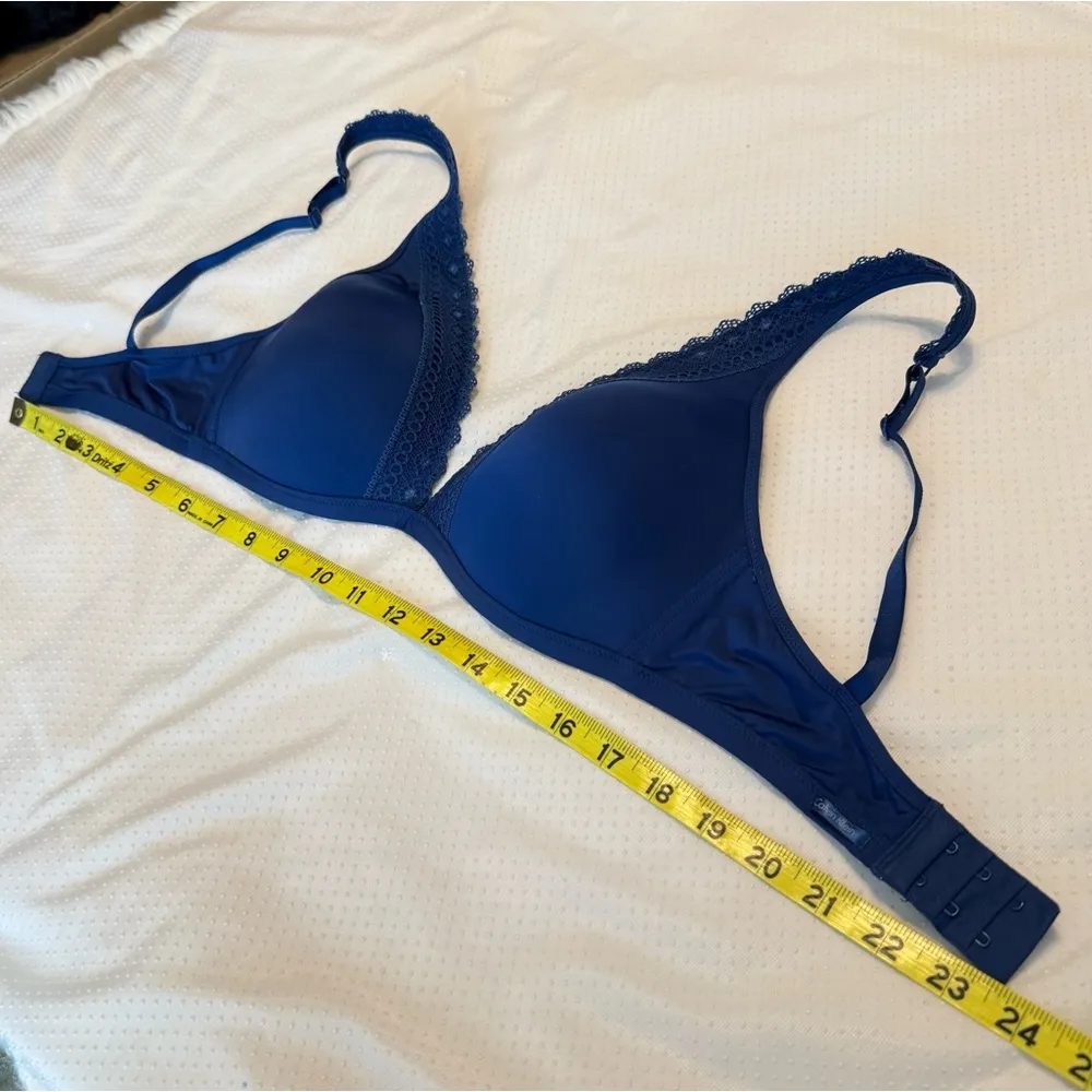 Calvin Klein Wireless Bra Blue w/ Lace Trim Women’s Size 34D - Image 3