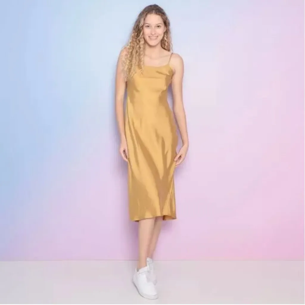 NWT LEVI'S DALIA SLIP DRESS GOLD Satin - Image 5