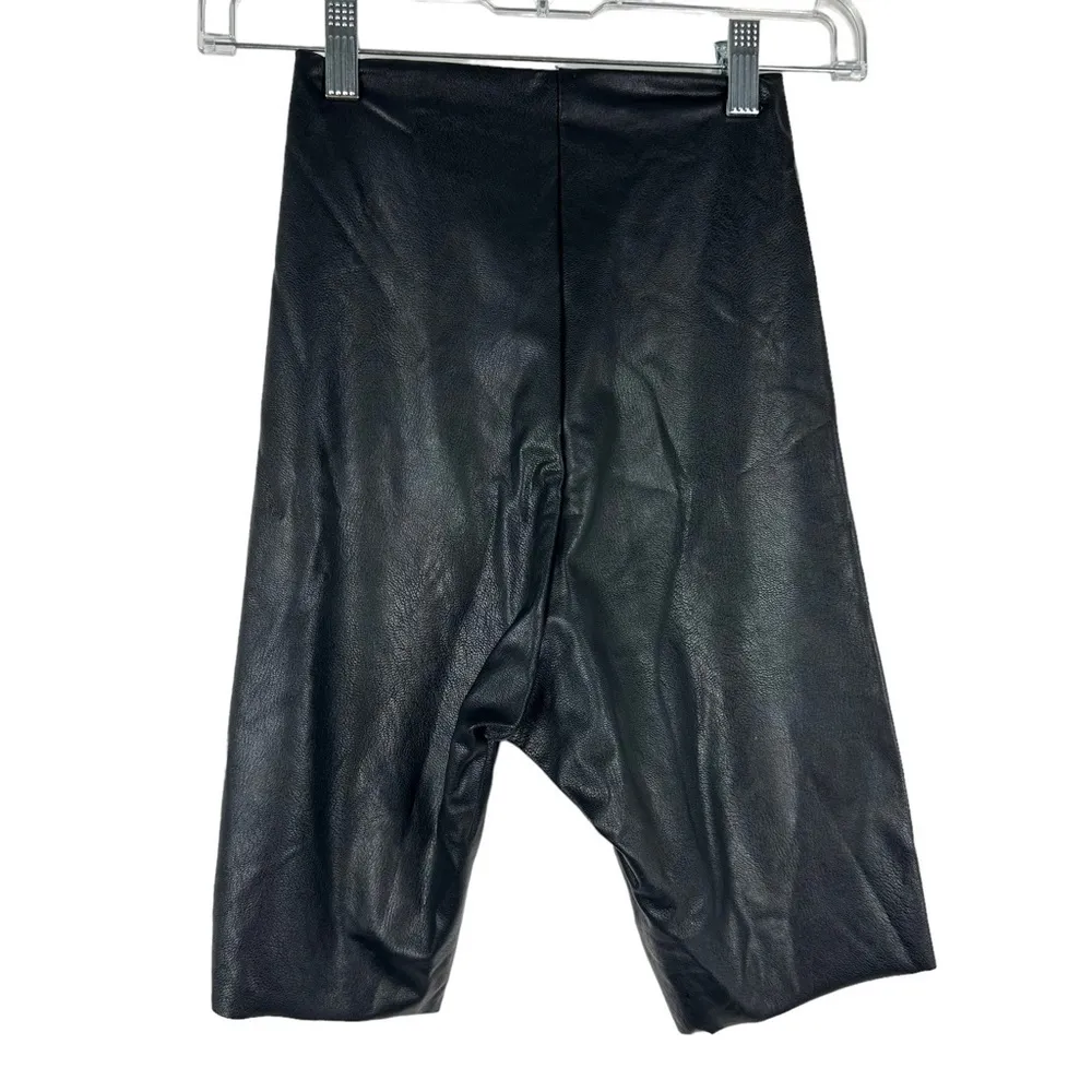 NWT Commando Women's Black Sz S Vegan Faux‎ Leather Cutoff Biker Shorts Modest - Image 5