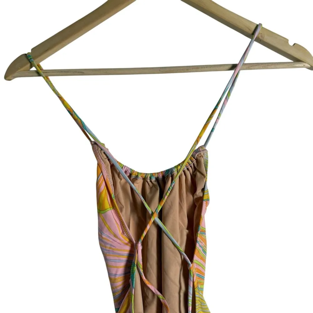 J.Crew Playa Multicolor Strappy Floral Print One Piece Swimsuit Size Medium - Image 9