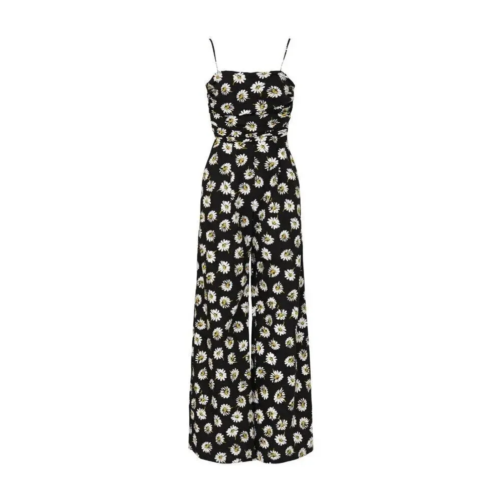 MSGM Tuta Jumpsuit in Black Floral 46 12 Floral Poplin Outfit Womens - Image 11