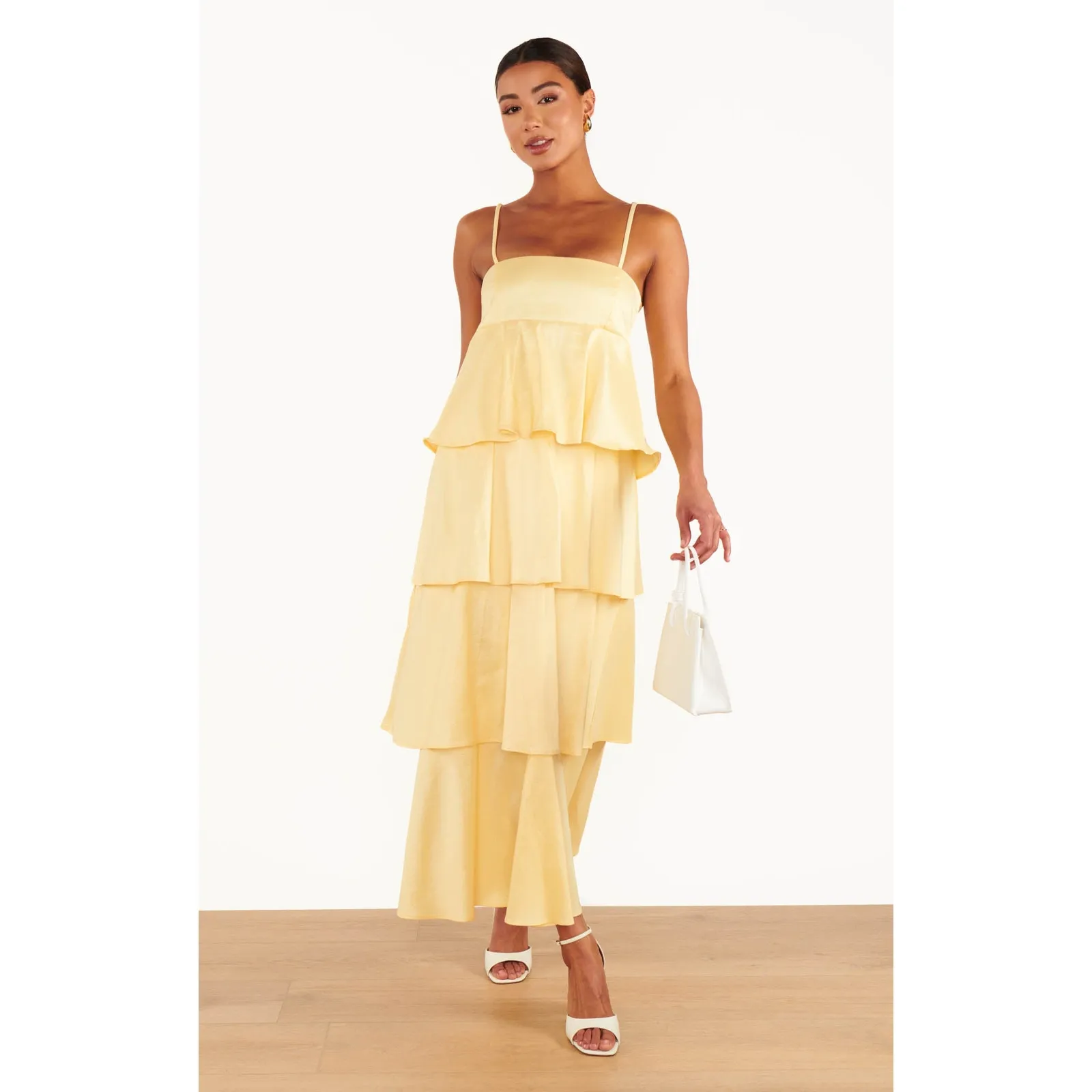 Show Me Your Mumu Meet Cute Dress in Pale Yellow Taffeta M NWT - Image 3