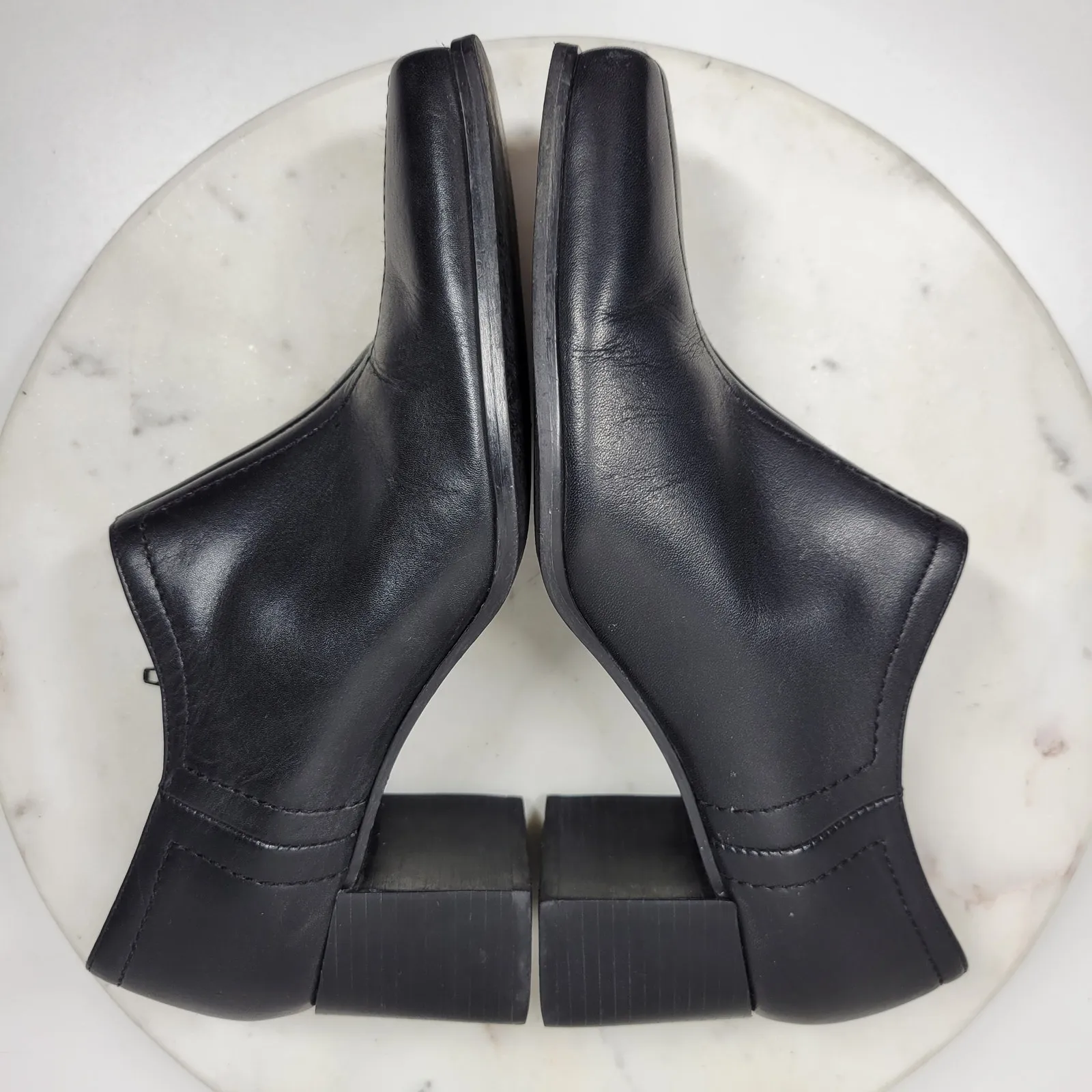 Naturalizer Stitch In Time Ankle Boots 7.5 Black Leather Chunky Heels Square Toe - Image 12