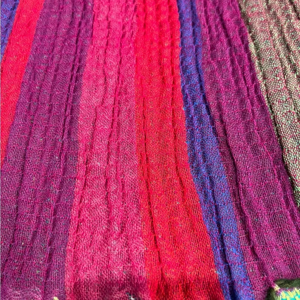 Roja Multicolored Floral Beaded Fringe Wool Skirt XL Purple - Image 7