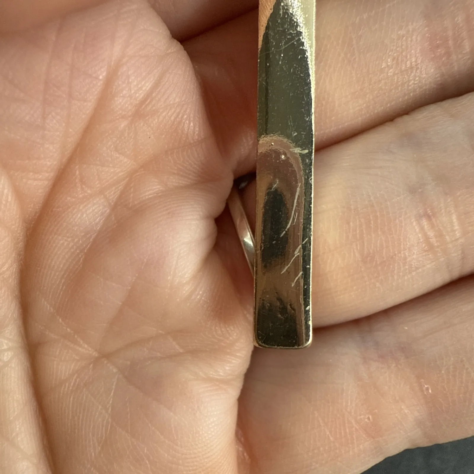 Gold Tone Cross Necklace 15" Front Clip Chain Chunky Link Christian - Image 5