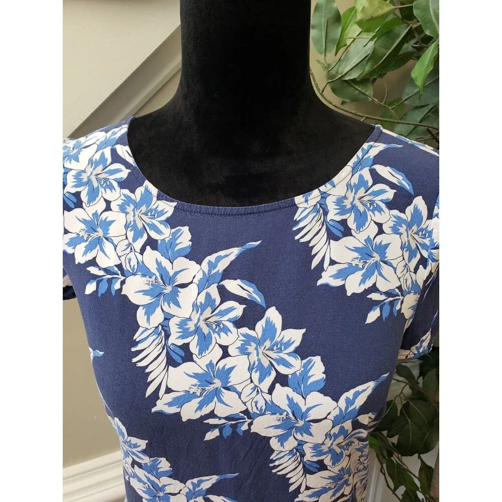 Old Navy Women's Blue Round Neck Short Sleeve Knee Length Sheath Dress Size PS - Image 7