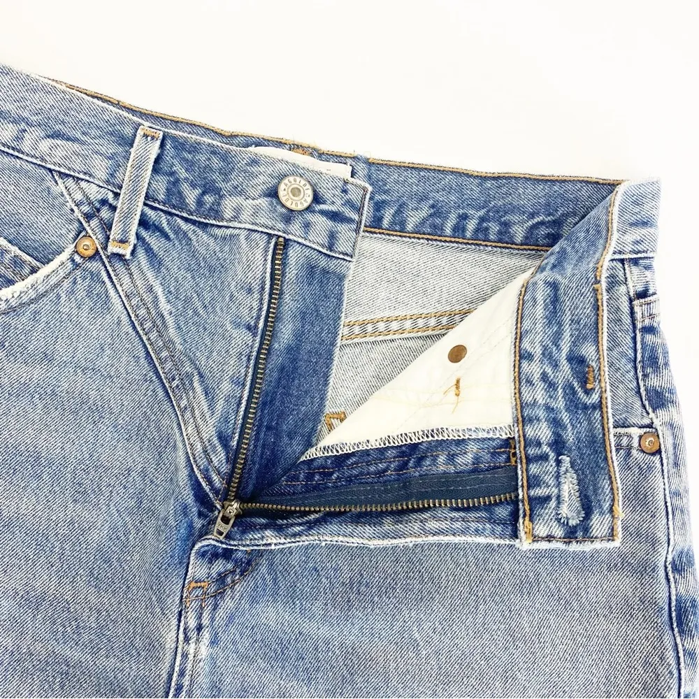 AGOLDE Palladium Hi Rise Denim Jean Western Mini Skirt: Renewal Blue Raw Hem - Image 9