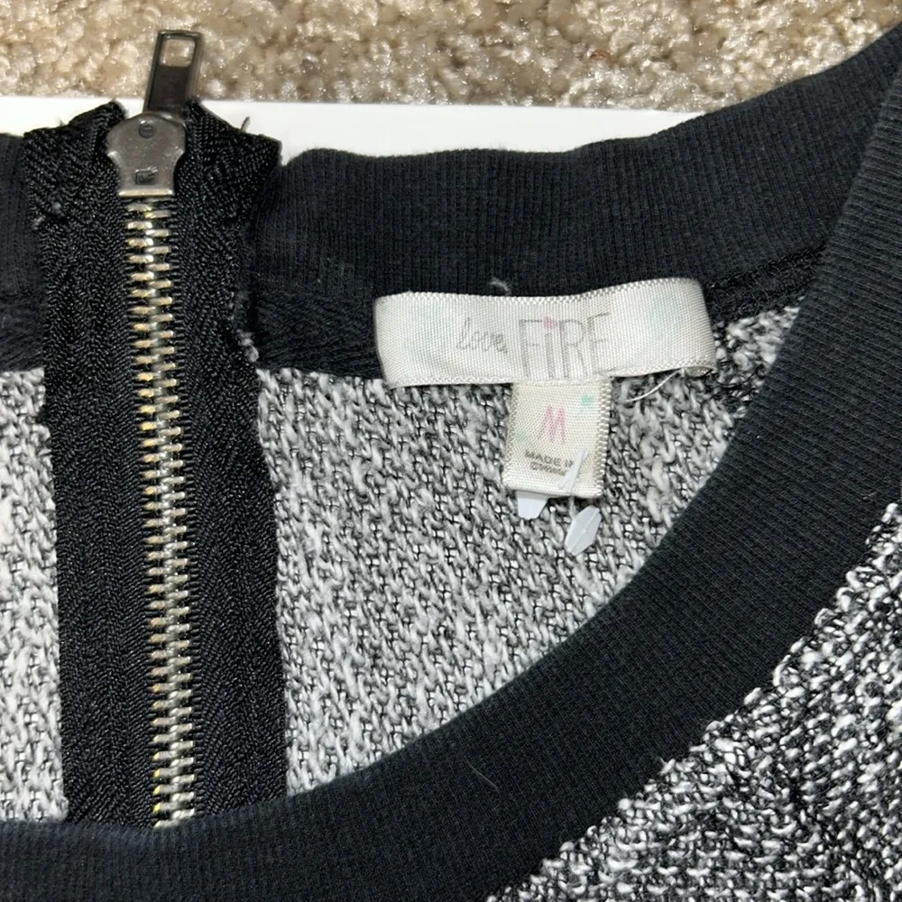 Love Fire Textured Sweater in Navy and White - Image 2