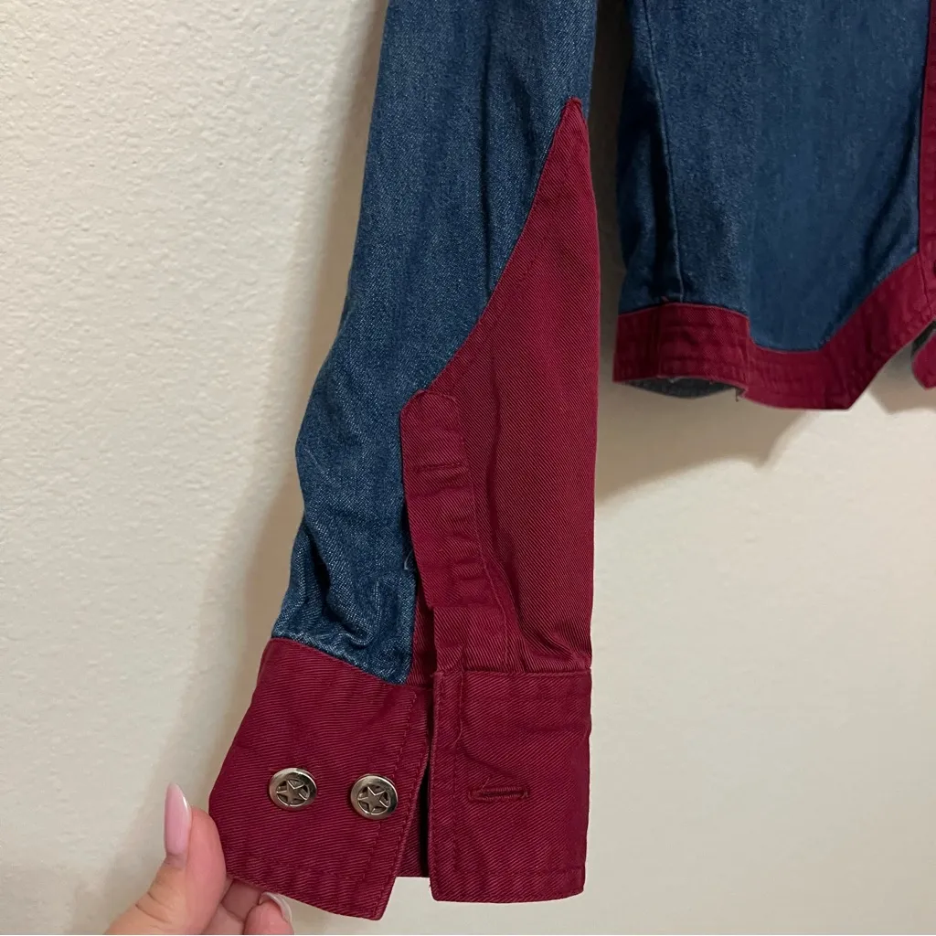Alamosa Cowgirl vintage denim shirt, cropped size L, 100% Cotton Blue Size L - Image 9