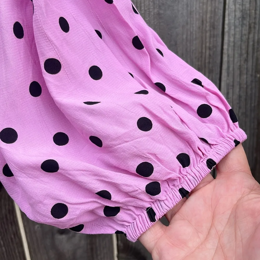 NWT Faithfull the Brand Mona Top Sylve Dot Print Lilac Black Size 6 - Image 6