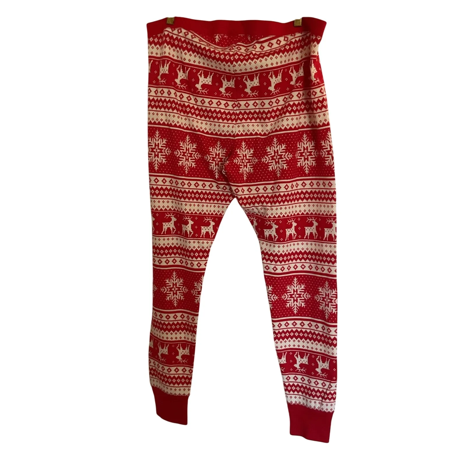 Old Navy Christmas Pajama Pants XL – Red Fair Isle Reindeer Snowflakes - Image 2