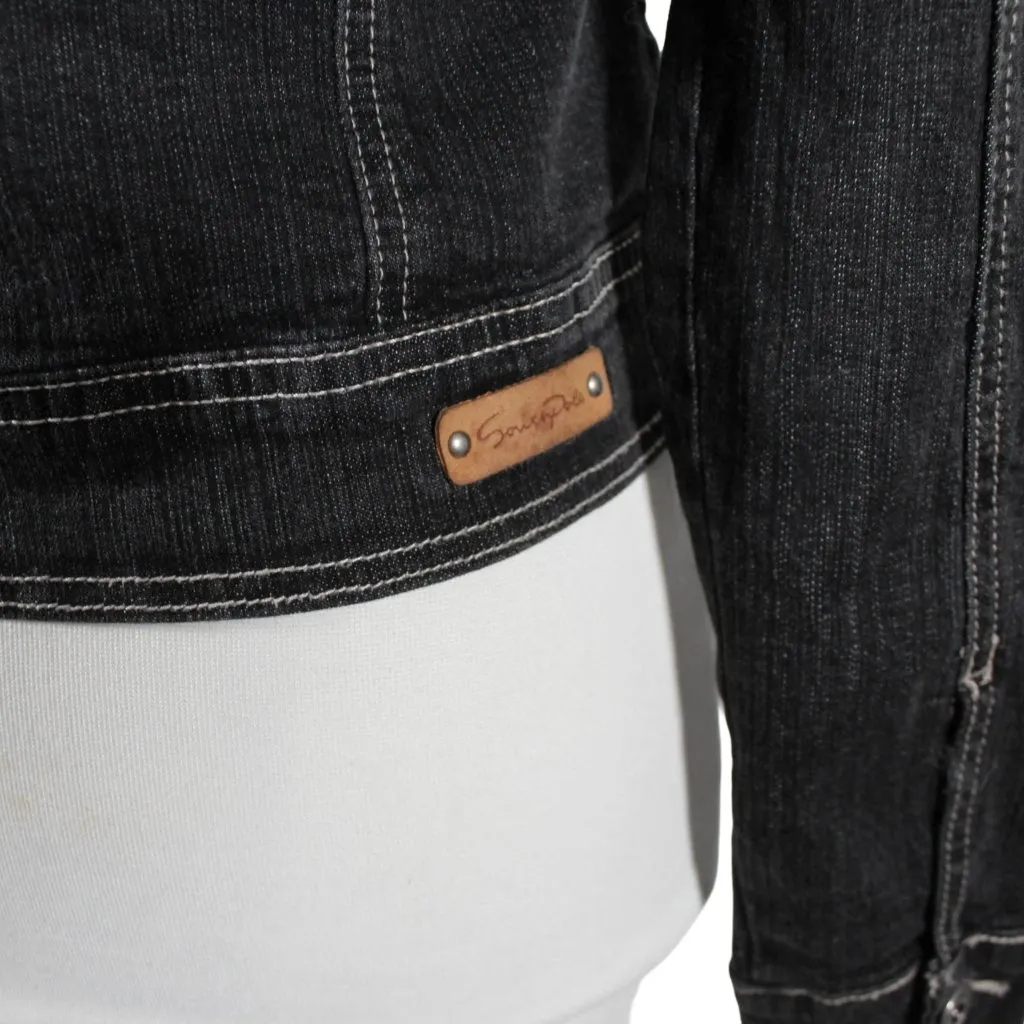 Vintage 1990s Y2K South Pole Jean Jacket Gray/Black Wash Juniors Small Cropped Black Size undefined - Image 6