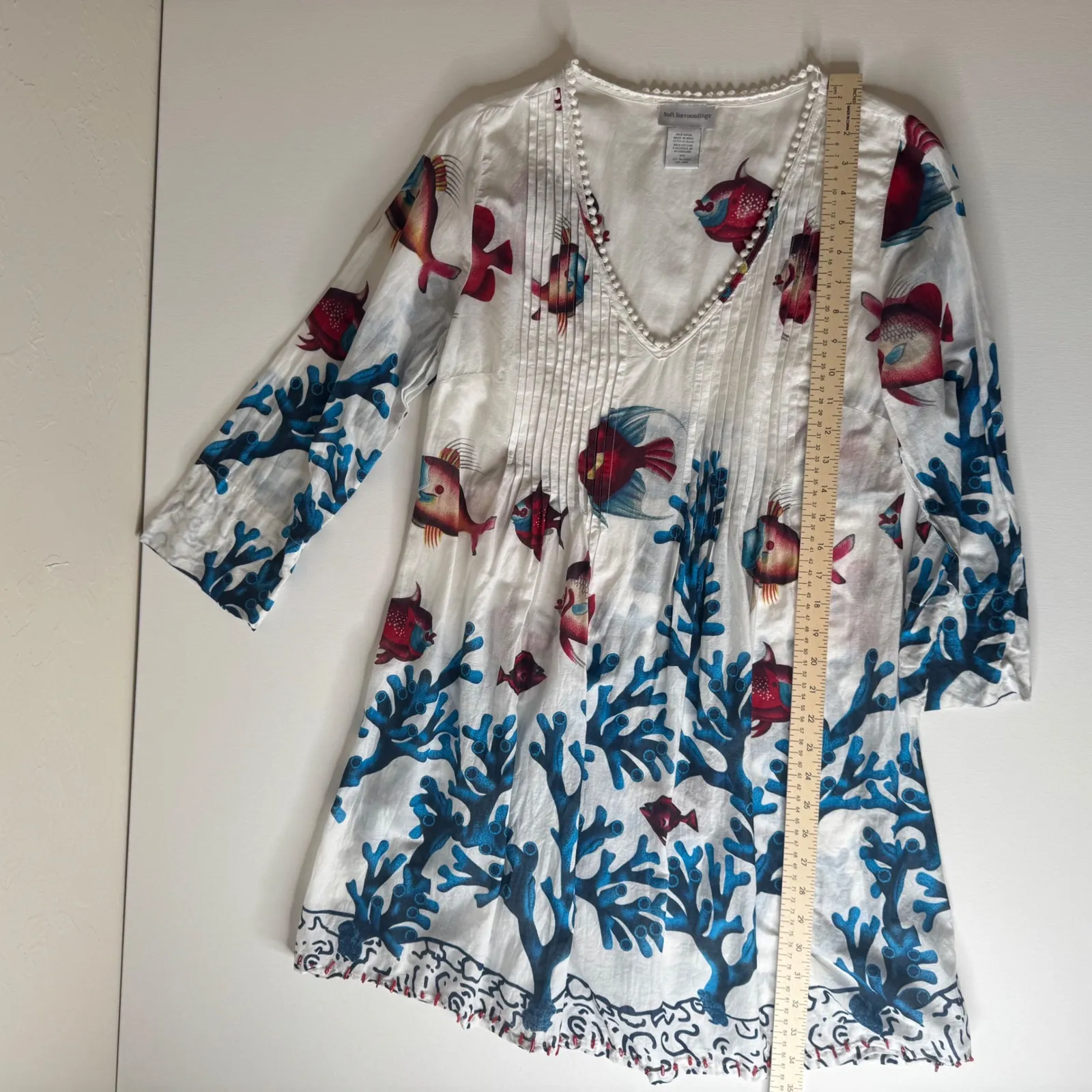 Soft Surroundings Womens Seychelles Beaded Trim Fish Tunic Size XS Cover Up - Image 13