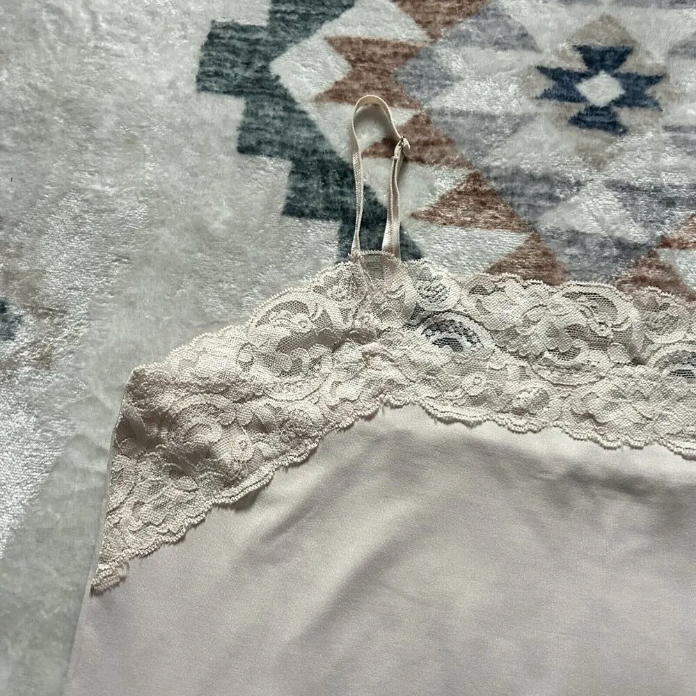 White House Black Market WHBM Camisole Cami Tank Babydoll Lace Pink Spaghetti - Image 2