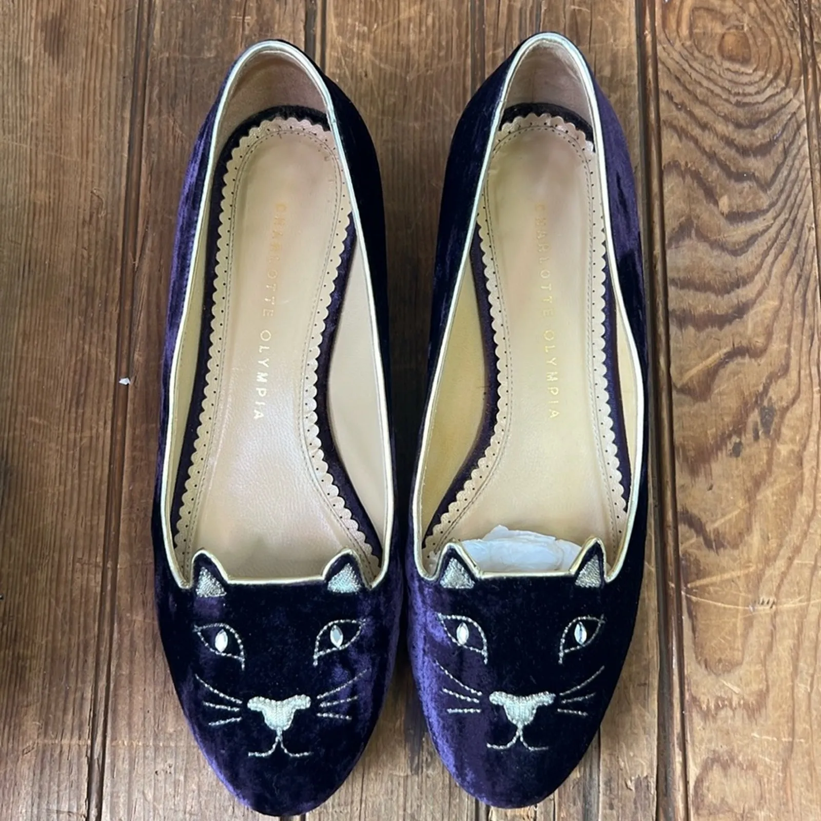 Women’s Charlotte Olympia purple velvet Kitty  shoes limited edition size 38.5 - Image 2