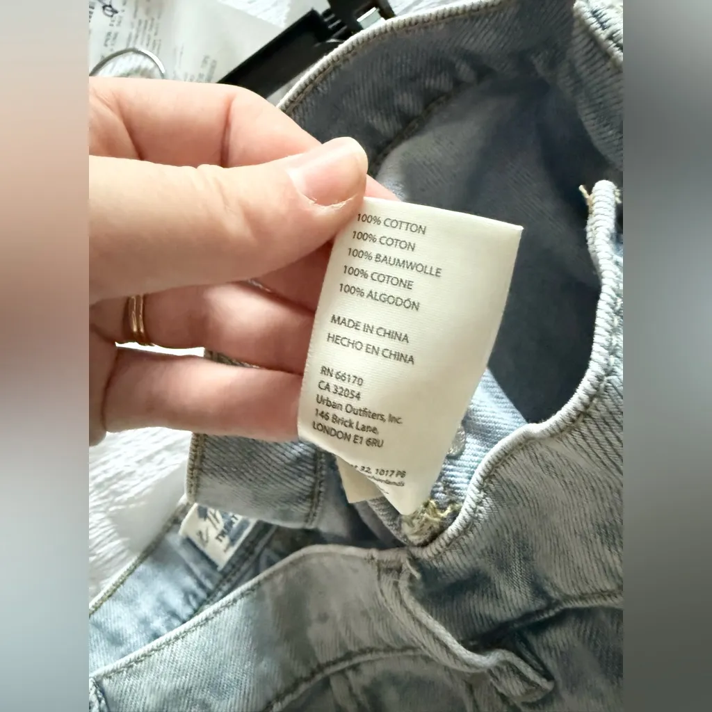 Free People Harlie Denim Shortie in Mirage Fray Blue Flared Denim Shorts Size 28 - Image 9