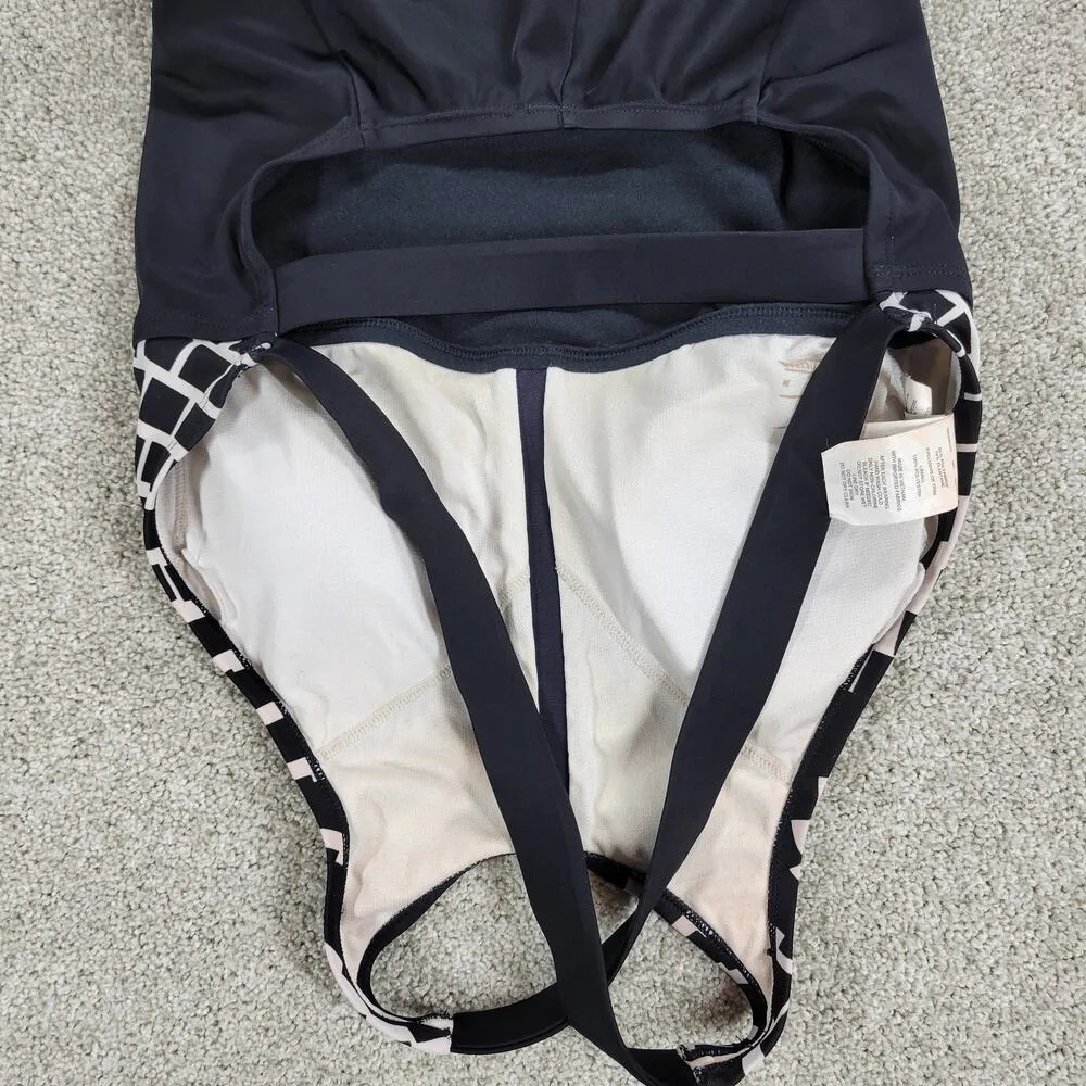 Nike Rush High Neck One Piece Swimsuit Womens M Black White Geo Criss Cross Back - Image 16