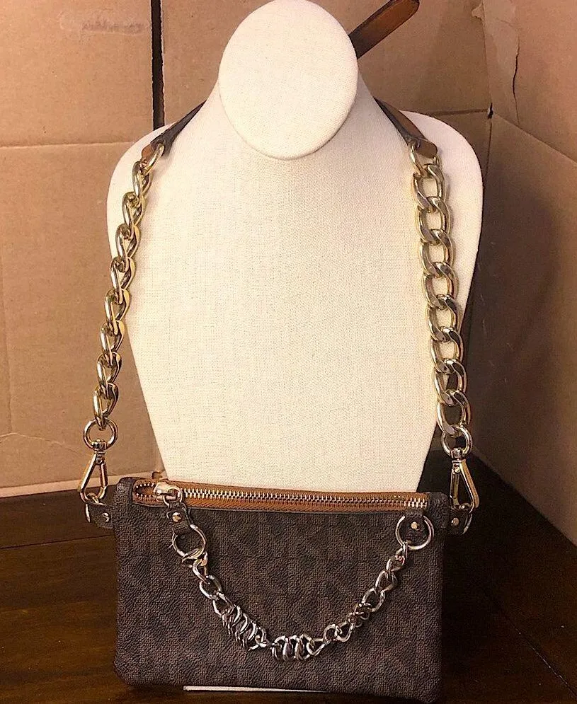 MICHAEL KORS Crossbody Detachable Pouch With Two Tone Metal Hardware Acorn Brown - Image 16