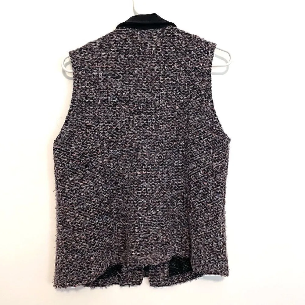 VINTAGE VTG DRESSBARN Various Purple Lilac Black Marled Full Zip Fuzzy Knit Vest - Image 8