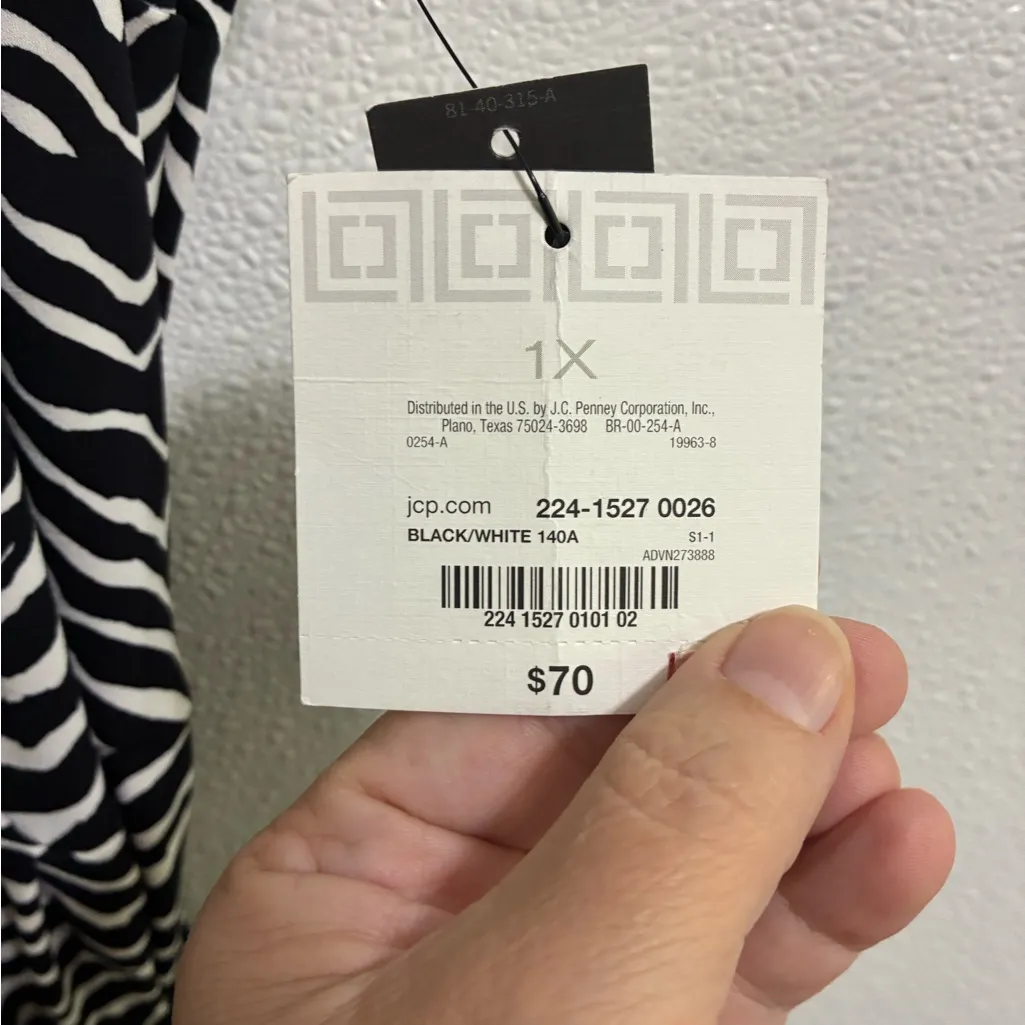 Liz Claiborne Woman Black and White Zebra Print faux wrapped dress size 1X - Image 5