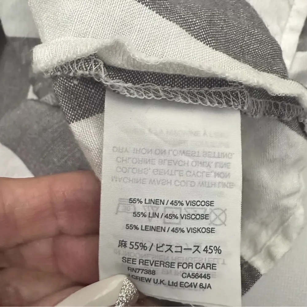 MADEWELL Skirt Midi Grey White Striped Overlay Wrap Tulip Hem Slit Linen Blend S - Image 5