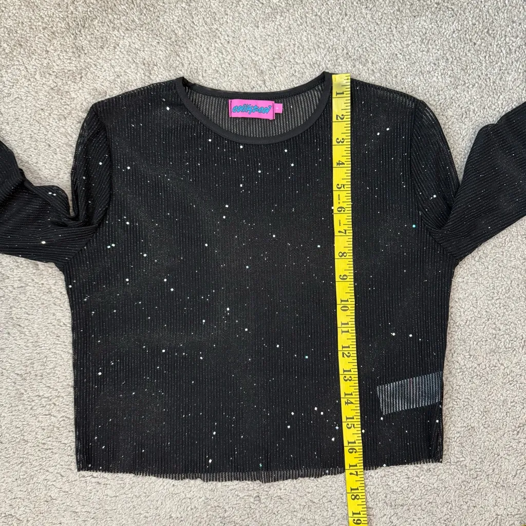 Edikted Marly Sheer Shimmer Top Black‎ L - Image 9