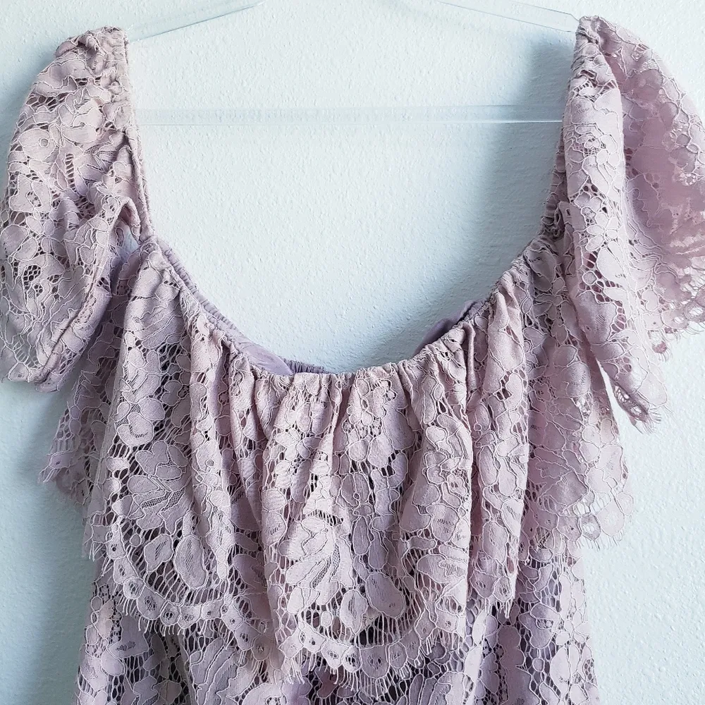 The Impeccable Pig Lace Off The Sholder Mini Dress - Image 3