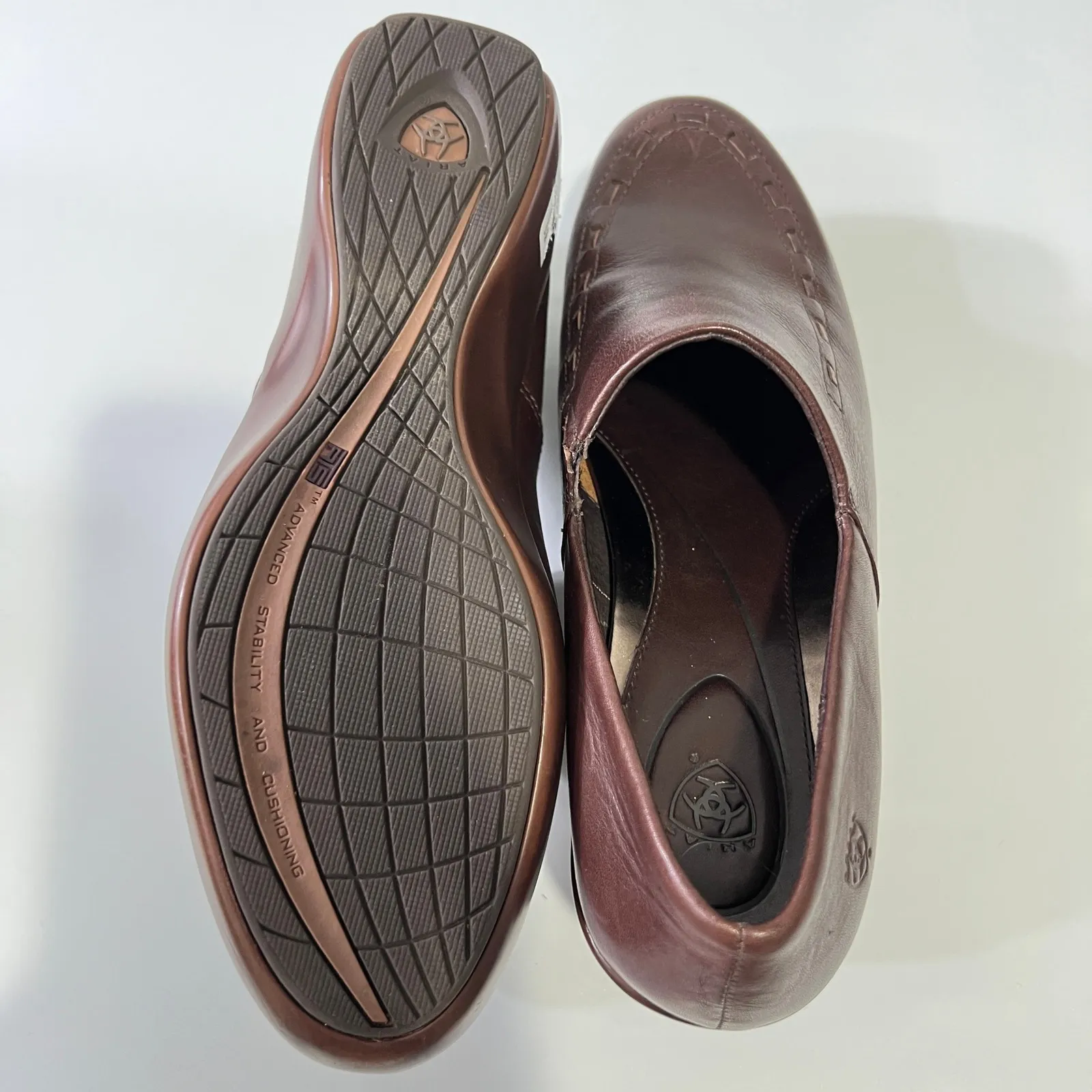 Ariat Brown Leather Wedge Loafer Slip-On Comfort Work Shoe Size‎ 9B Women's - Image 4