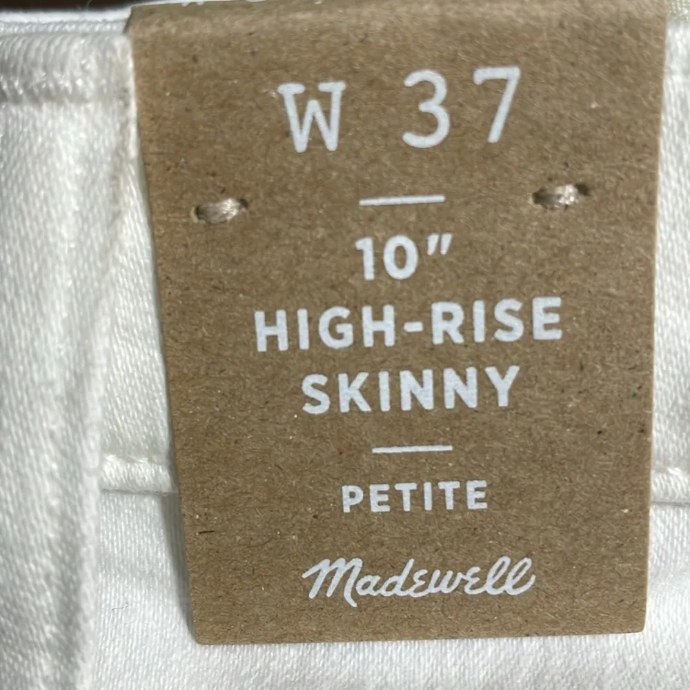 Madewell Jeans 10” Petite High Rise Skinny Pure White Step Raw Hem Sz 37/46 NWT - Image 6