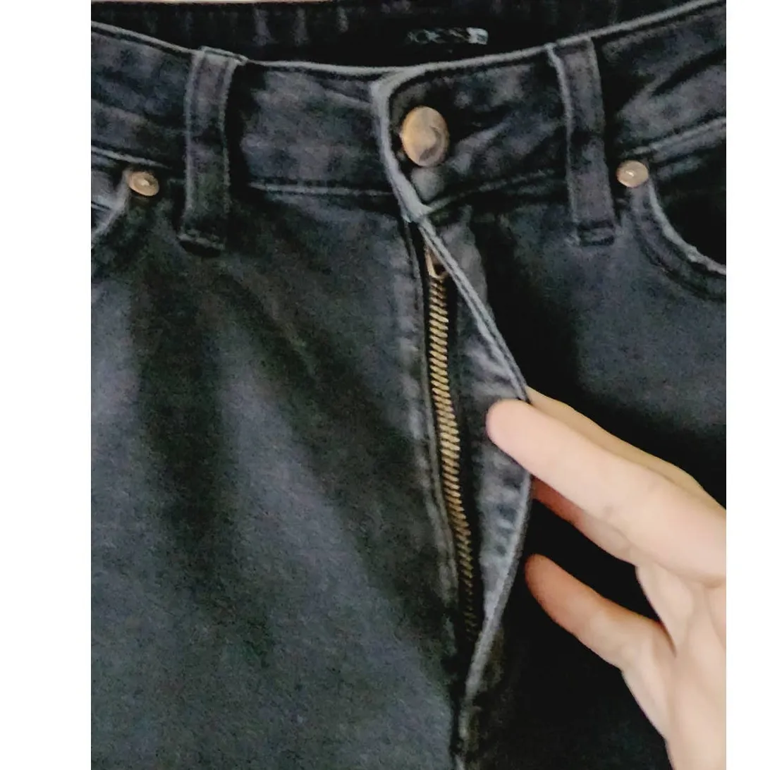 Joe's High Rise Skinny Angled Frayed Hem Ankle Jeans Veo Gray Black Size 26 - Image 9