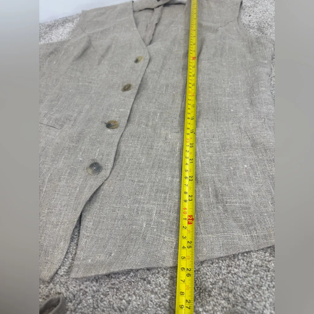 Linen Two Piece Matching Set Vest Shorts Softed Beachy Modern Medium - Image 6