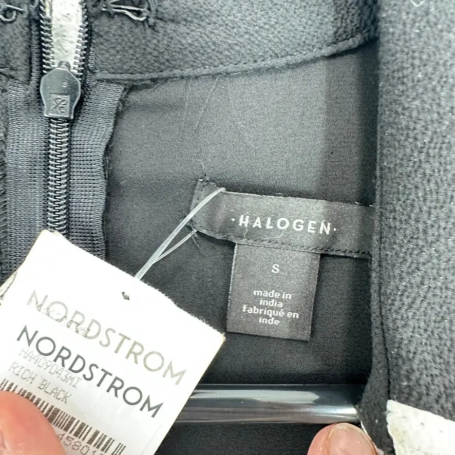 Nordstrom Halogen Black Jumpsuit White Trim Faux Wrap Career Party Cocktail Hour - Image 7