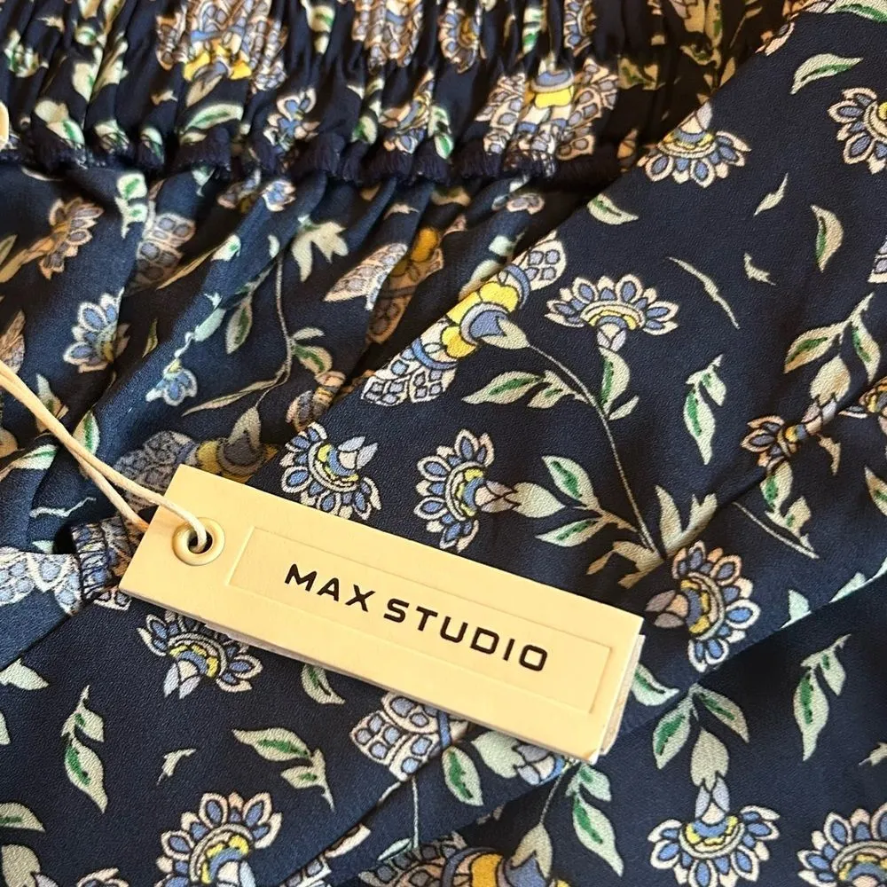 Max Studio Navy Floral Pull On Wide Leg Pants Size 2X NEW 98.00 - Image 9