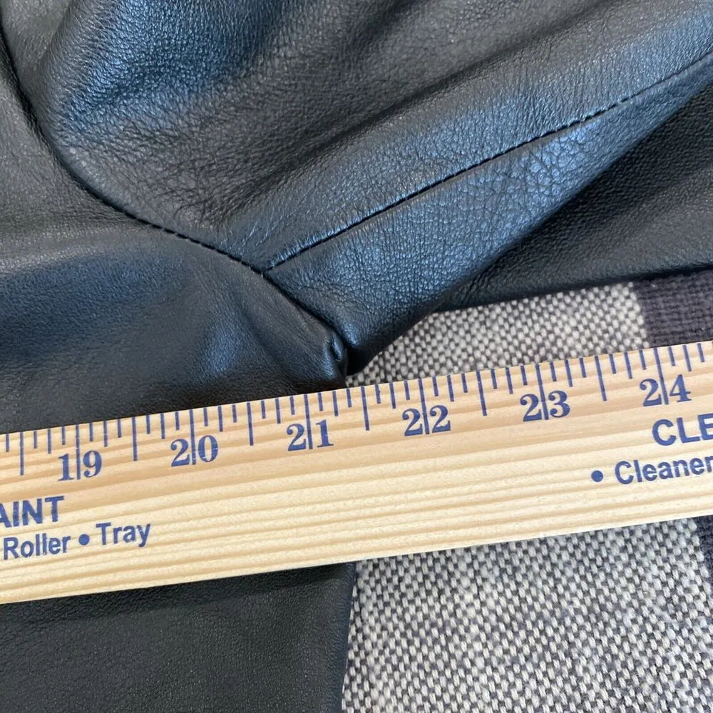 Vintage 90s AMANDA SMITH Women 12 Leather Zip Front Moto Jacket Biker Minimalist - Image 8