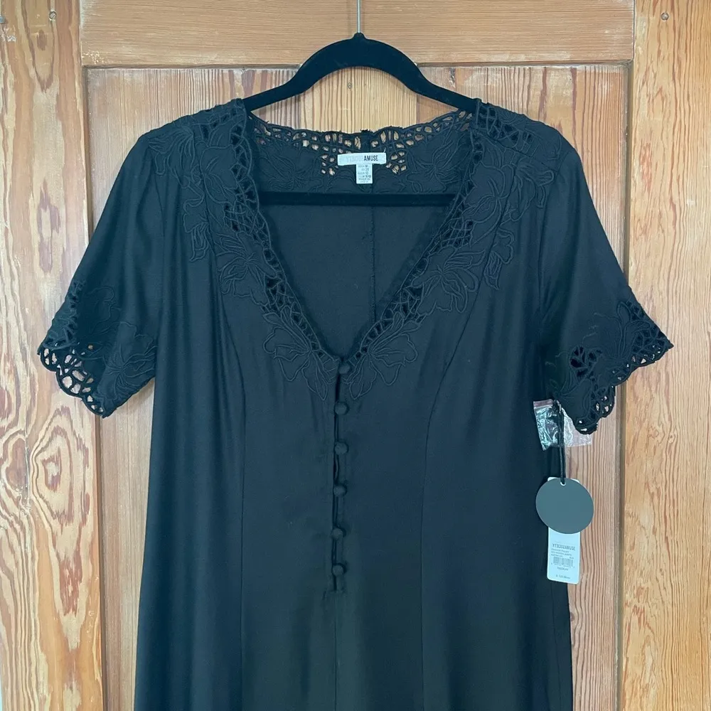 NWT REVOLVE Amuse Society Canyon Palms Black Eyelet Trimmed Jumpsuit - Medium - Image 7