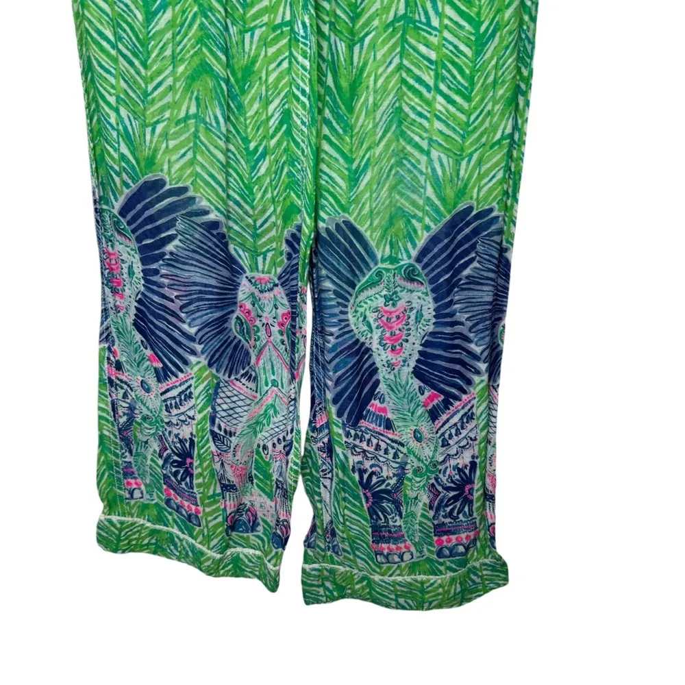 Lilly Pulitzer Palazzo Pant in Toucan Green Elephants Cotton Lightweight XS - Image 2