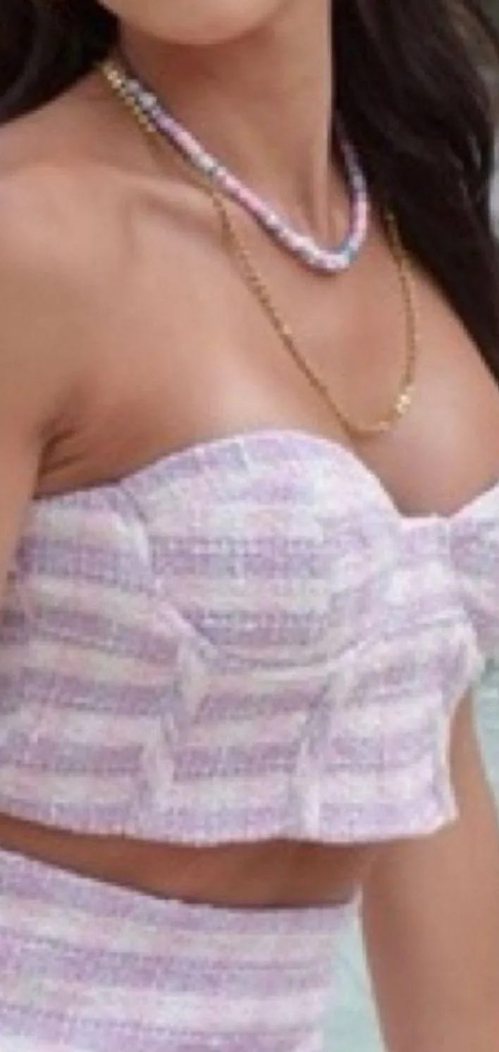 NWT ZARA‎ Bloggers Fave Tweed Corsetry Textured Crop Top S Purple - Image 2