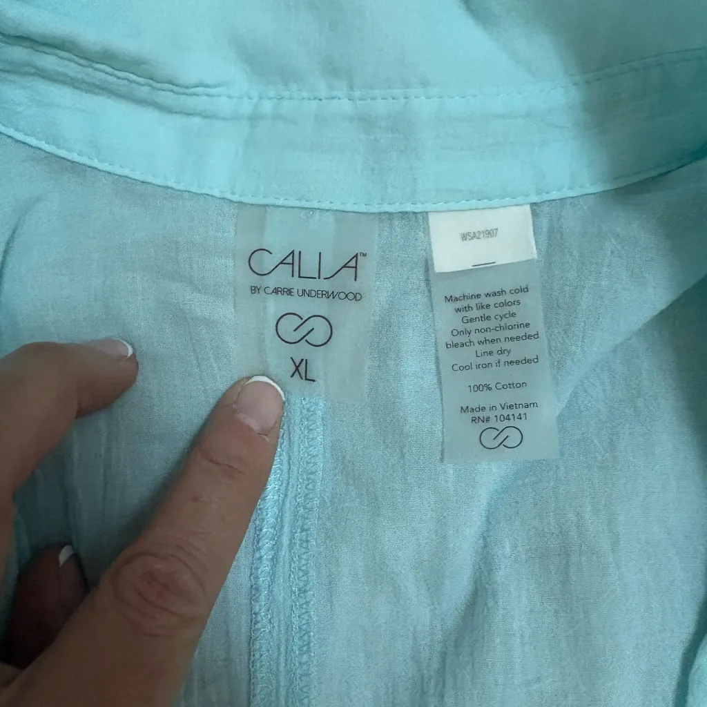 Calia Light Blue Button‎ Down Shirt Swim Cover Up Size XL Lightweight EUC - Image 5