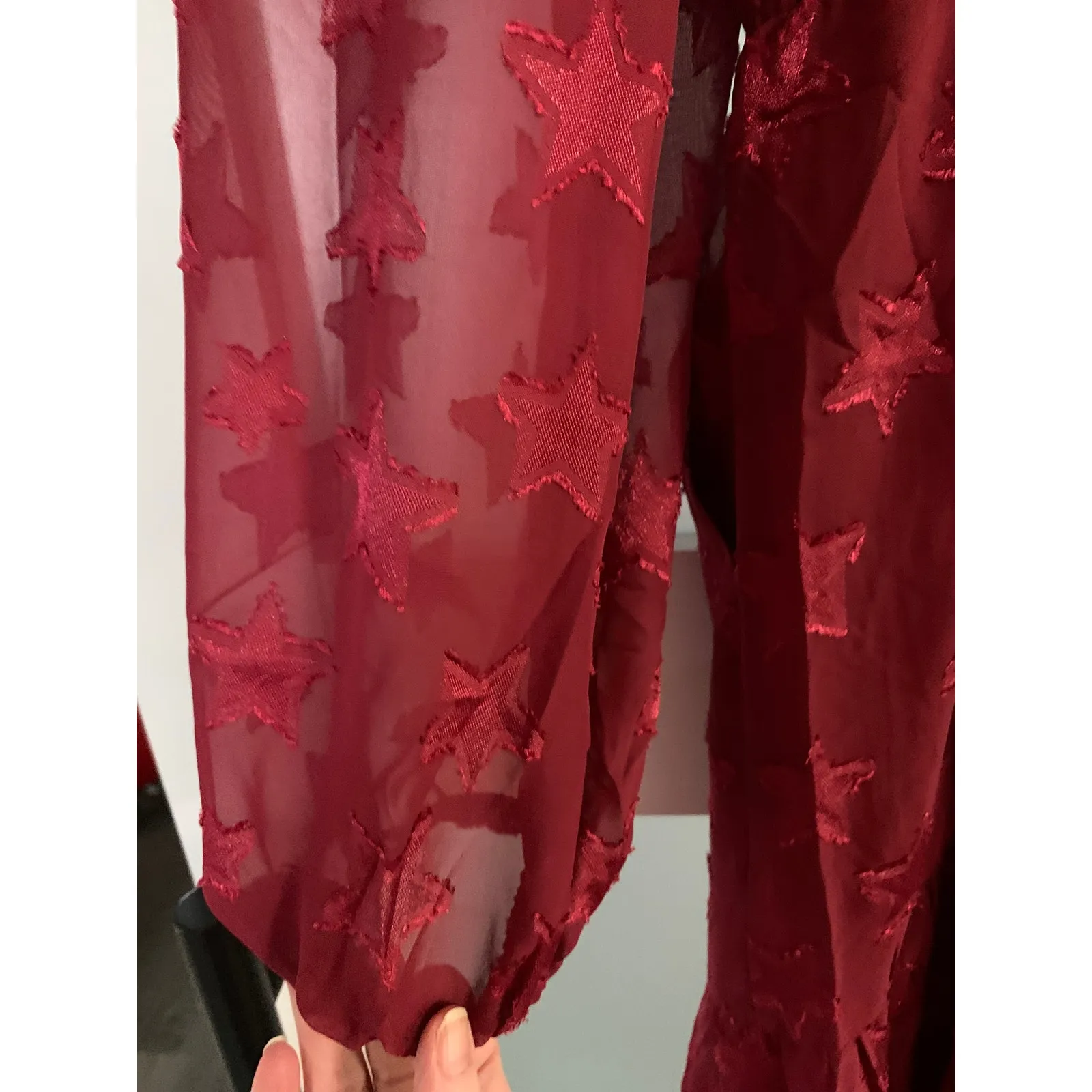 Torrid Midi Clip Dot Chiffon Tiered Dress Scoop Neck Burgundy Size 00 NWT - Image 9