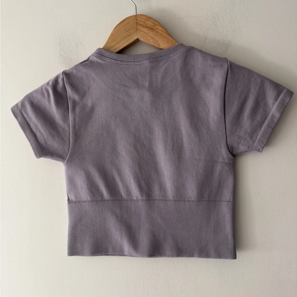 Aerie Offline Sidewalk Seamless Purple Lilac Crop Top Tee - Image 5