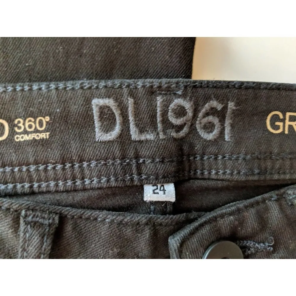 DL1961 Grace Slim Straight Leg Jean Black Mid Rise 24 New - Image 7