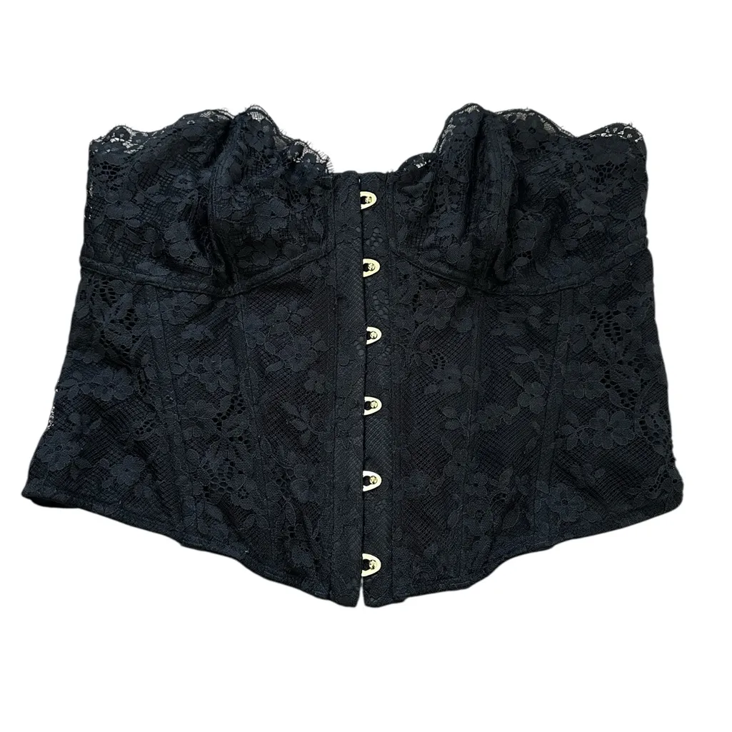 Victoria’s Secret Dream Angels Lace Corset Crop Top Black Whimsygoth Size Small - Image 2