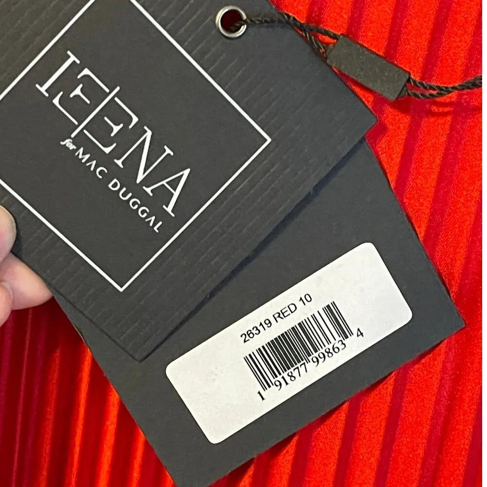 Ieena for Mac Duggal NEW Red Pleated Plunge Neck Wide Leg Jumpsuit Size 10 26319 - Image 11