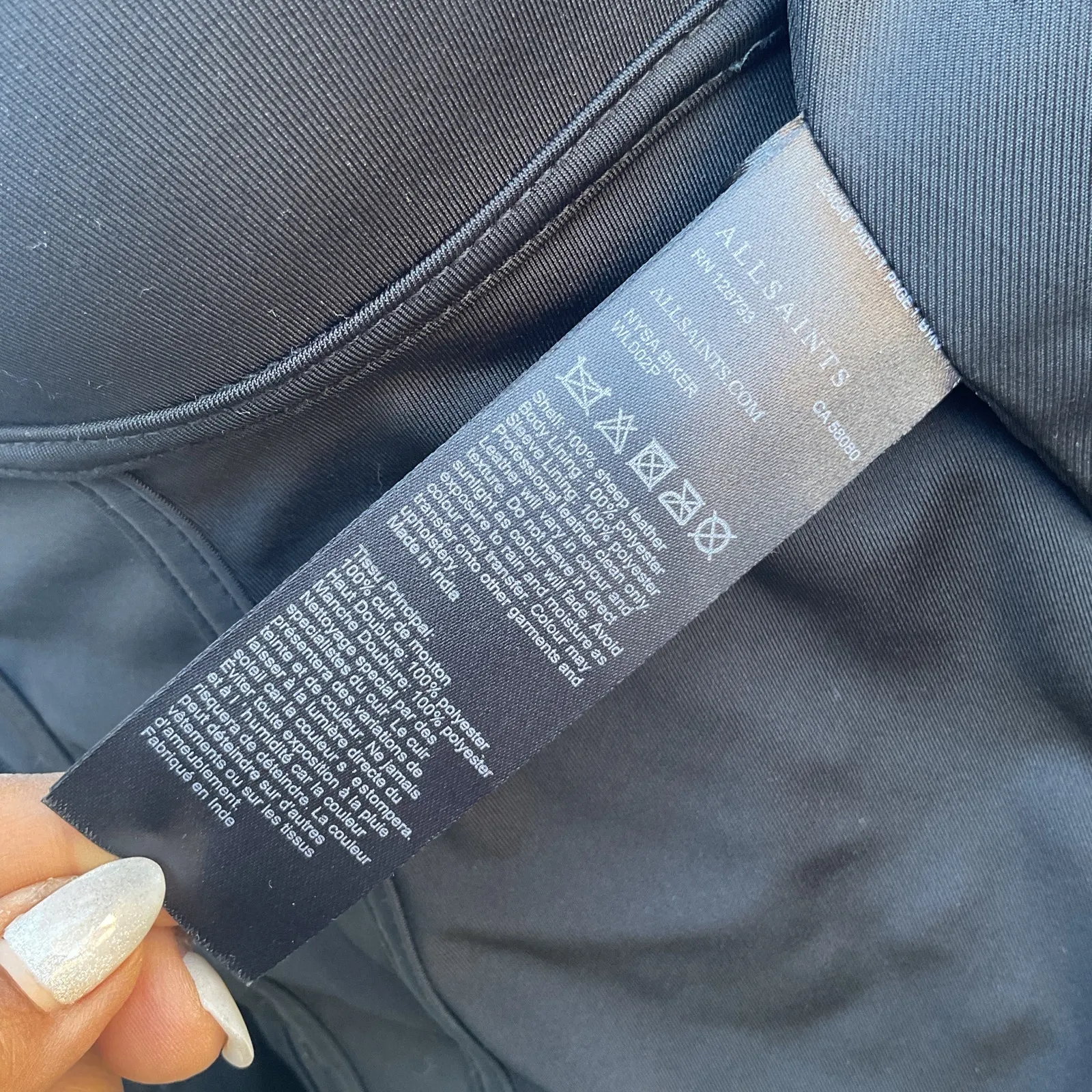 AllSaints Black Leather Moto Biker Jacket NWT Quilted Cropped Women US 2 - Image 10