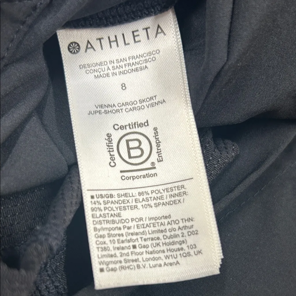 Athleta Black Vienna Cargo Skort Shorts Skirt Button Pockets Elastic Waist Sz 8 - Image 7