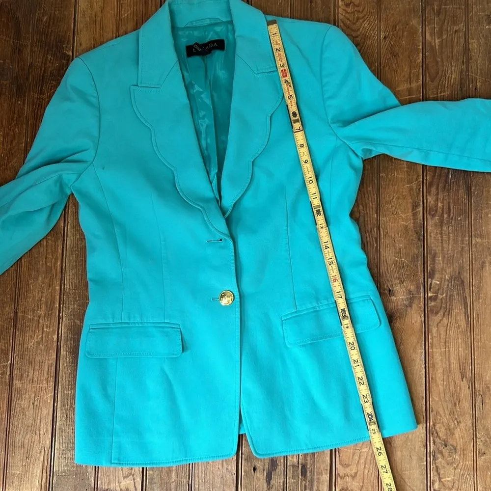 Women’s Escada pool light Blue scalloped collar cotton Jacket Blazer size 6 - Image 5