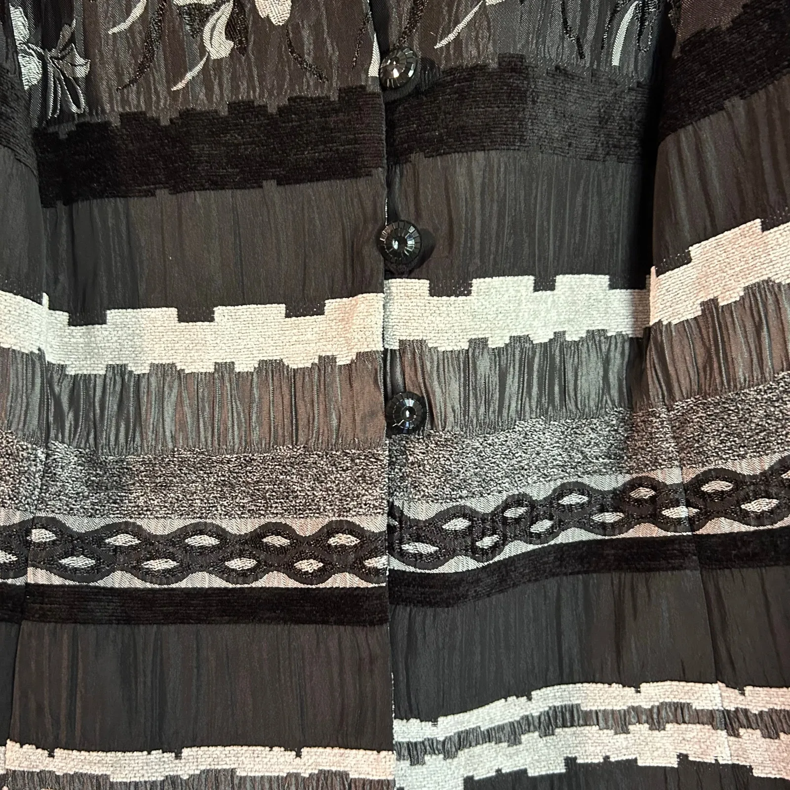 Jacket VTG Womens 18W Black Gray Art to Wear Patchwork Boho Chic Danny & Nicole - Image 4