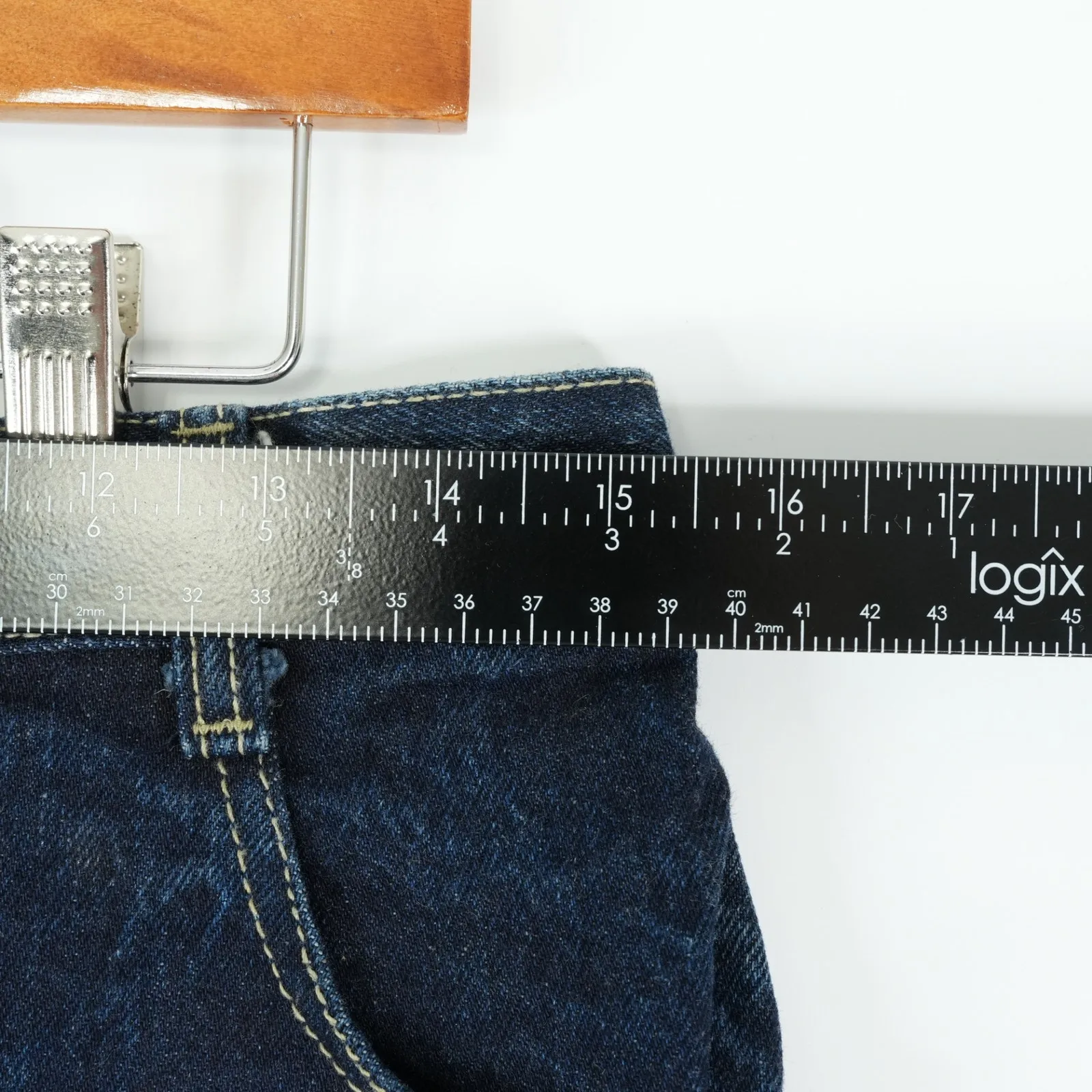 Vtg Weathered Blue Denim Jean Skirt Womens 13/14 30W Midi Tulip Back Slit USA - Image 8